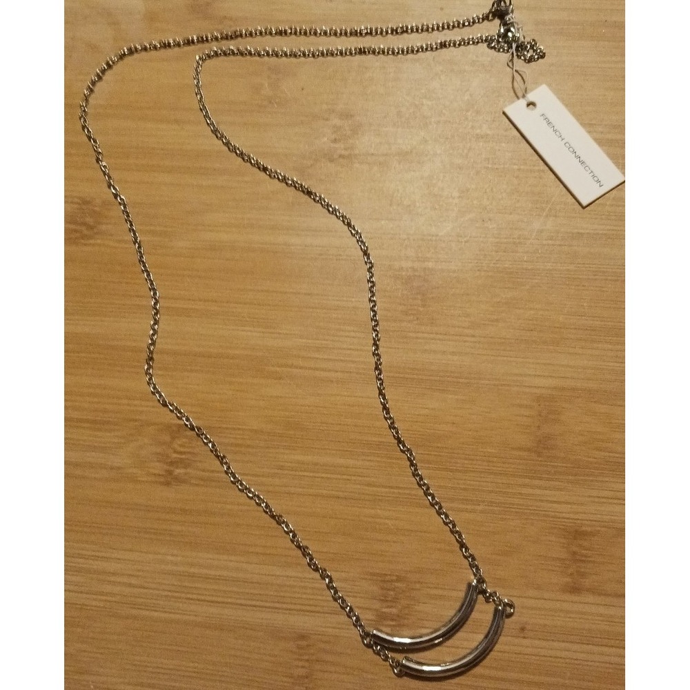 NEW French Connection Long Silver Minimalist‎ Necklace